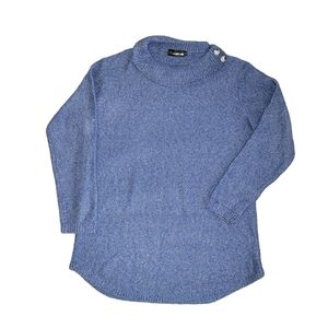 Creation size XL blue knit sweater. Long length cowl neck NWOT